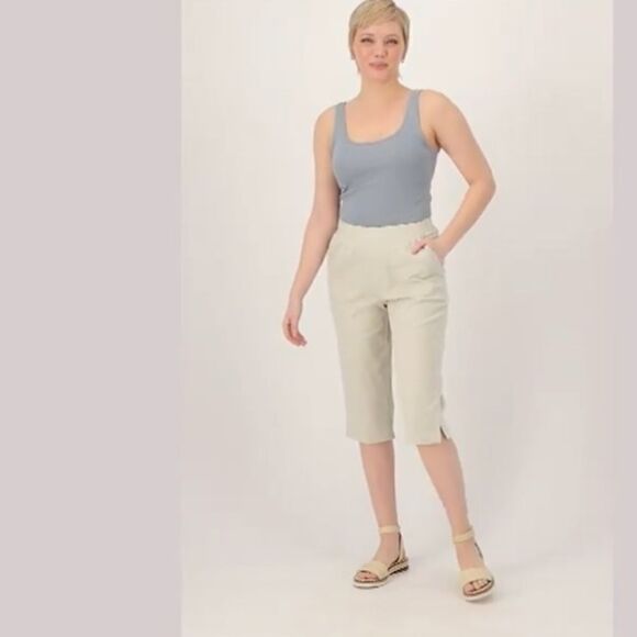 NWT Denim & Co Plus Size Black Twill Regular Fit Elastic Waist Capri Pants - 5X - Picture 5 of 7